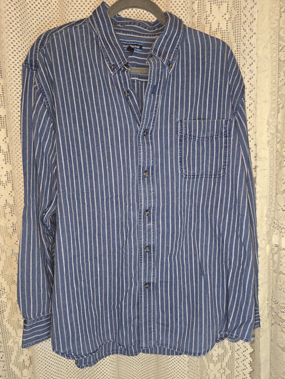 Croft & Barrow Vintage Denim Striped Long Sleeve Button Down Shirt, Mens XL